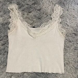White Lace Trim Tank Top
